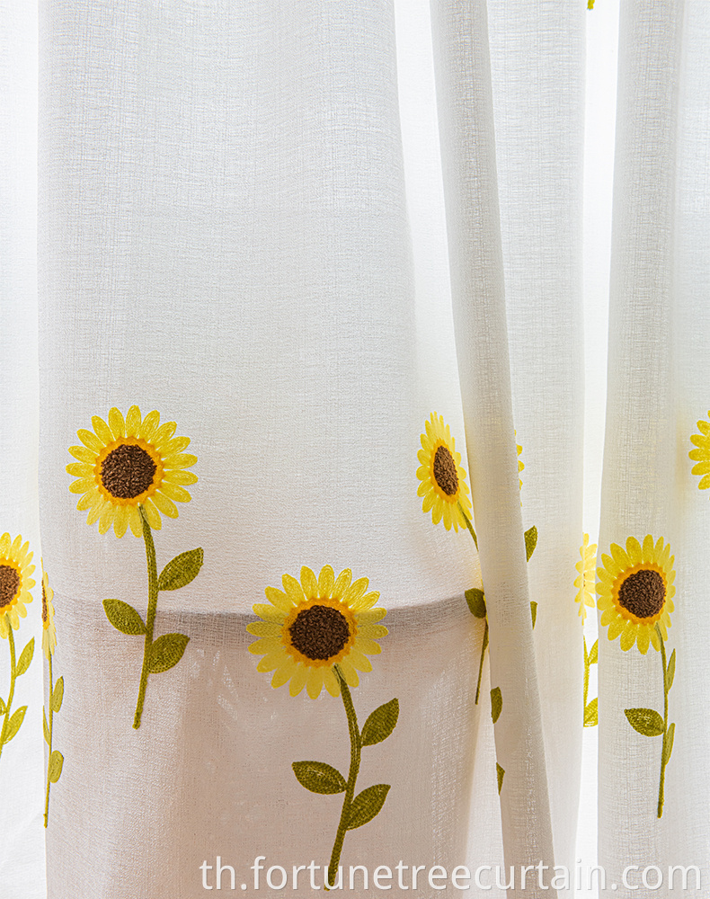 Home Dust Proof Embroidery Sunflower Printed Curtains